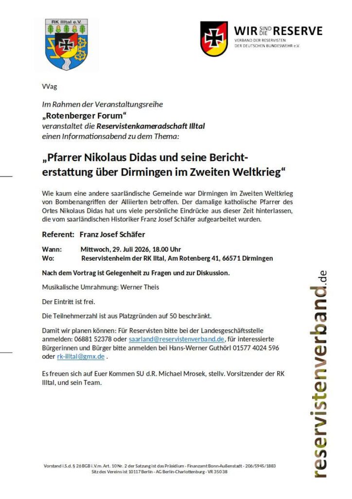 2. Rotenberger Forum - \"Pfarrer Nikolaus Didas und seine Berichterstattung über Dirmingen im Zweiten Weltkrieg\"