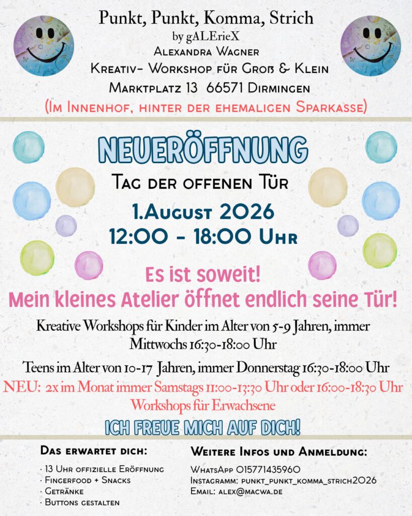 Neueröffnung Kreativ Workshop Groß & Klein